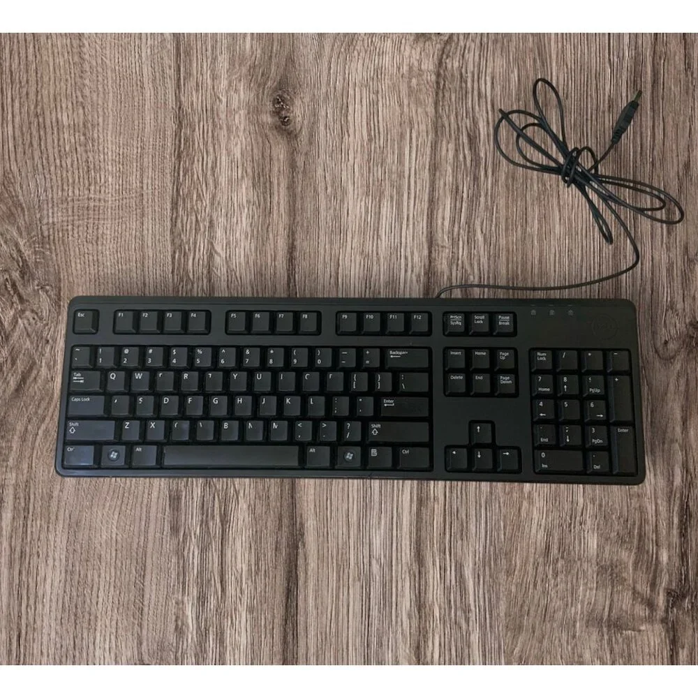 Dell Genuine USB Keyboard Black Wired Slim Lightweight KB212-B
